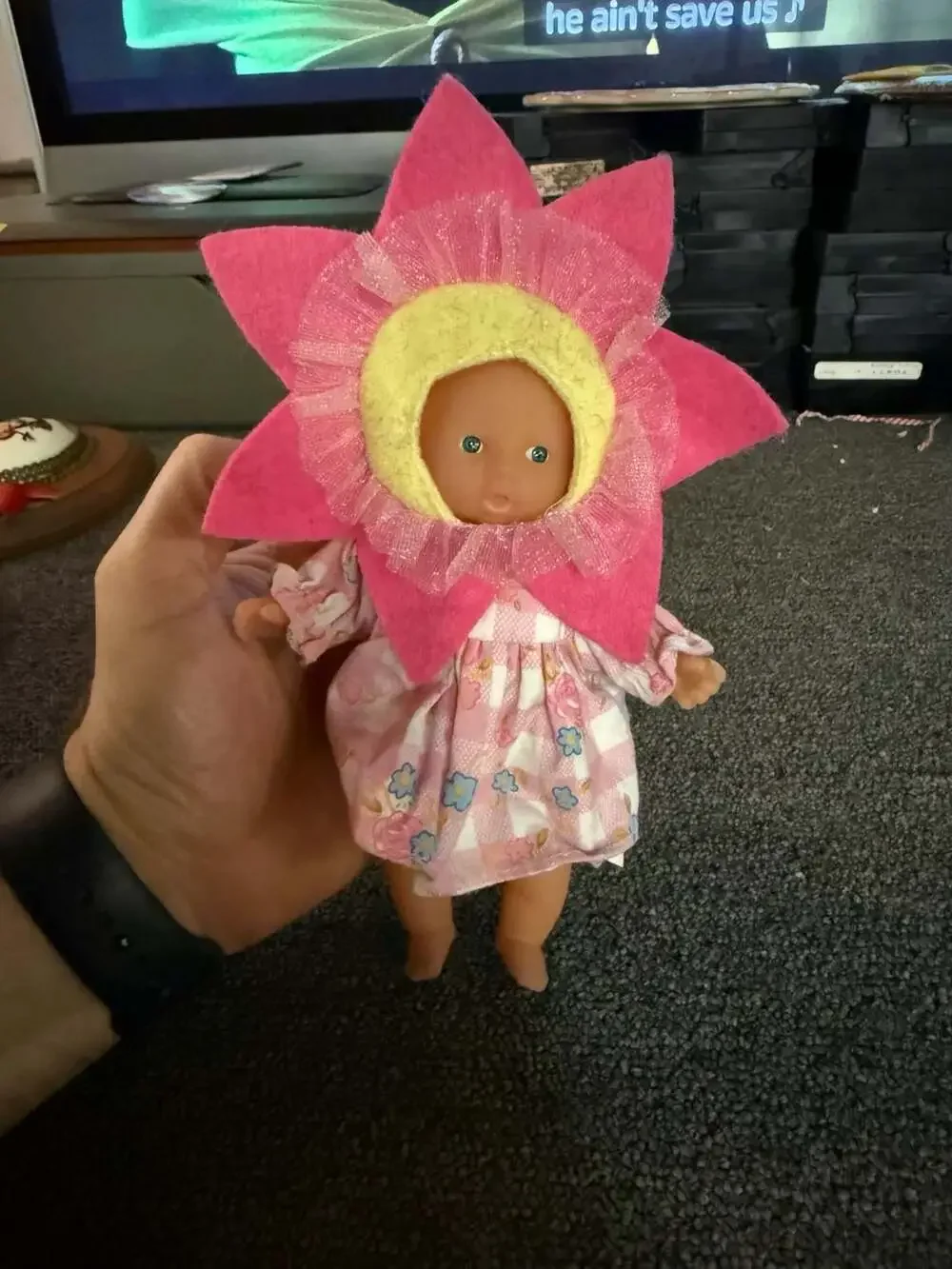 Vintage Simba Toys Baby Doll in Flower Costume Outfit